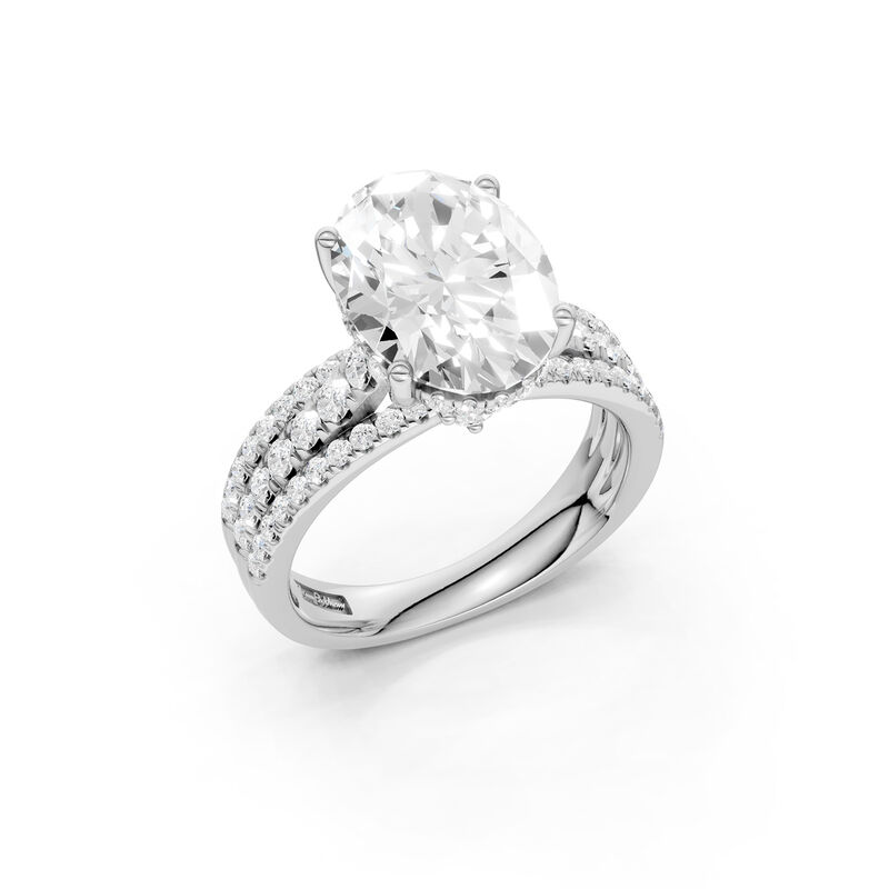 Oval Lab Grown 4.75ctw. Diamond With Brilliant-Cut Multi-Row Engagement Ring in 14k White Gold image number null